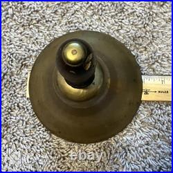 ATQ VTG Large Brass Hand Held Teacher School Bell 9 Tall 6 Wide Wooden Handle