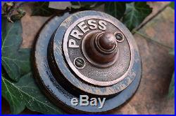 Aged Brass Door Bell Press & Pattress old vintage antique style door bell push