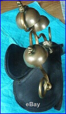 An Antique 3 Bell Saddle Chimes With Saddle Pad & Rare Bearing Reinhorse Brass