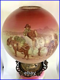 Ant. RARE GONE WITH THE WIND ELECRIFIED 25 PARLOR LAMP(GWTW)-Southwesterm Motif