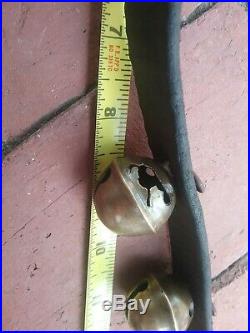 Antique19th C. 31 Single Throat Brass Sleigh Bells rare Fasteners SOUND GREAT