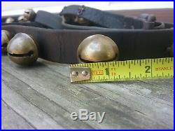 Antique19th C. 31 Single Throat Brass Sleigh Bells rare Fasteners SOUND GREAT