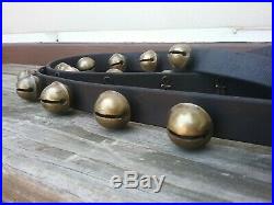 Antique19th C. 31 Single Throat Brass Sleigh Bells rare Fasteners SOUND GREAT