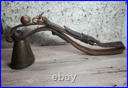 Antique 0 A Paris Bronze Cow Bell Cowbell & Cow Collar with Jingle Bells