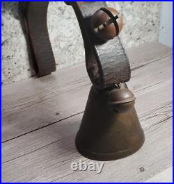 Antique 0 A Paris Bronze Cow Bell Cowbell & Cow Collar with Jingle Bells