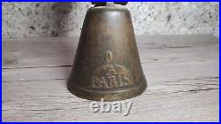 Antique 0 A Paris Bronze Cow Bell Cowbell & Cow Collar with Jingle Bells