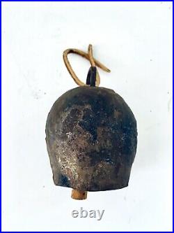 Antique 100 Year Old Metal Brass Handheld Bell In Very Good Condition