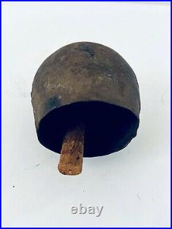 Antique 100 Year Old Metal Brass Handheld Bell In Very Good Condition