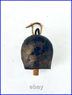 Antique 100 Year Old Metal Brass Handheld Bell In Very Good Condition