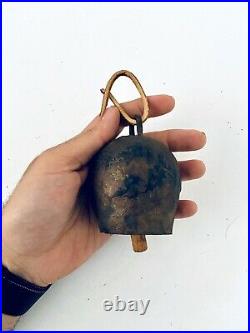 Antique 100 Year Old Metal Brass Handheld Bell In Very Good Condition