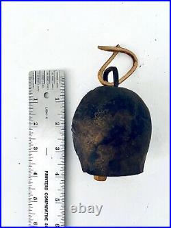 Antique 100 Year Old Metal Brass Handheld Bell In Very Good Condition