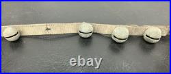 Antique 10 Sleigh Brass Bells 6' Leather Strap Sizes 1 1/4-2 Parts Repair