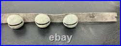 Antique 10 Sleigh Brass Bells 6' Leather Strap Sizes 1 1/4-2 Parts Repair