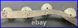 Antique 10 Sleigh Brass Bells 6' Leather Strap Sizes 1 1/4-2 Parts Repair