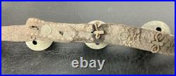 Antique 10 Sleigh Brass Bells 6' Leather Strap Sizes 1 1/4-2 Parts Repair