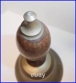 Antique 11.5 Xlarge Brass School Bell, Hand Held Wood Handle Loud