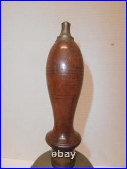 Antique 11.5 Xlarge Brass School Bell, Hand Held Wood Handle Loud