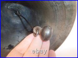 Antique 11.5 Xlarge Brass School Bell, Hand Held Wood Handle Loud