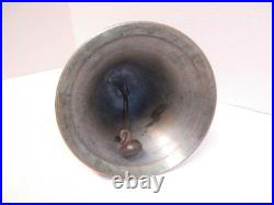 Antique 11.5 Xlarge Brass School Bell, Hand Held Wood Handle Loud
