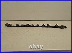 Antique 11 Graduated Brass Sleigh Bells On 35 Leather Strap