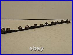 Antique 11 Graduated Brass Sleigh Bells On 35 Leather Strap