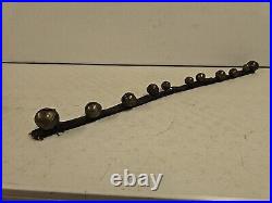 Antique 11 Graduated Brass Sleigh Bells On 35 Leather Strap