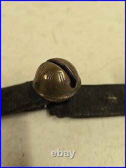 Antique 11 Graduated Brass Sleigh Bells On 35 Leather Strap