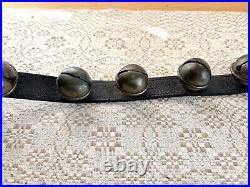 Antique 12 Brass Sleigh /Crotal Bells On 40 Leather Strap Christmas