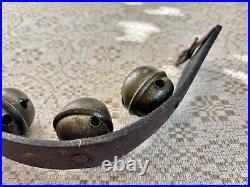 Antique 12 Brass Sleigh /Crotal Bells On 40 Leather Strap Christmas