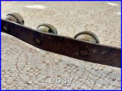 Antique 12 Brass Sleigh /Crotal Bells On 40 Leather Strap Christmas