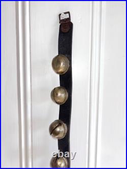 Antique 12 Crotal Bells On 40 Leather Strap all original