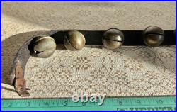 Antique 12 Crotal Bells On 40 Leather Strap all original