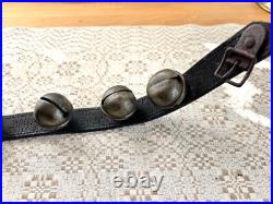 Antique 12 Crotal Bells On 40 Leather Strap all original