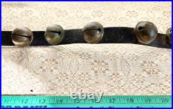 Antique 12 Crotal Bells On 40 Leather Strap all original