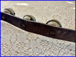 Antique 12 Crotal Bells On 40 Leather Strap all original