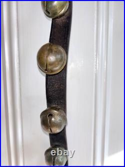Antique 12 Crotal Bells On 40 Leather Strap all original