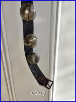 Antique 12 Crotal Bells On 40 Leather Strap all original