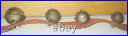 Antique 12 Graduated Brass Sleigh Bells Mounted On 48 Leather Strap
