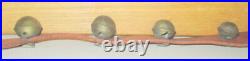 Antique 12 Graduated Brass Sleigh Bells Mounted On 48 Leather Strap