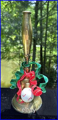 Antique 12-inch Christmas Hand Bell Fine Turned Brass Smooth Polished Finish S18