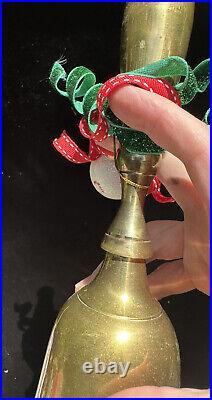 Antique 12-inch Christmas Hand Bell Fine Turned Brass Smooth Polished Finish S18
