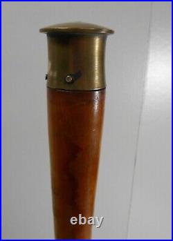 Antique 14-inch large hand bell, ornate brass, burl wood handle, brass crown