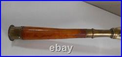 Antique 14-inch large hand bell, ornate brass, burl wood handle, brass crown