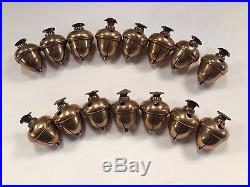 Antique 15 Acorn Shaped Brass Horse / Sleigh Bells with Rivets from Late 1800's