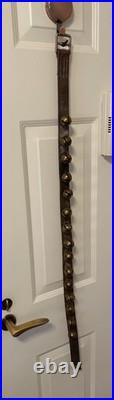 Antique 15 brass sleigh bells pat'd 5/14/1878 on still pliable leather strap
