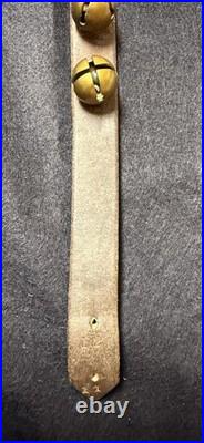 Antique 15 brass sleigh bells pat'd 5/14/1878 on still pliable leather strap