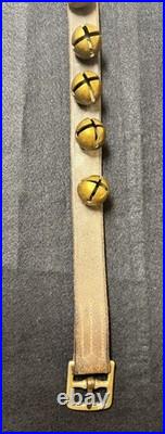 Antique 15 brass sleigh bells pat'd 5/14/1878 on still pliable leather strap