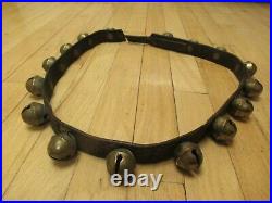 Antique 16 Brass 1.5 Diameter Sleigh Bells On 42 Leather Strap