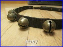 Antique 16 Brass 1.5 Diameter Sleigh Bells On 42 Leather Strap