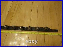 Antique 16 Brass 1.5 Diameter Sleigh Bells On 42 Leather Strap